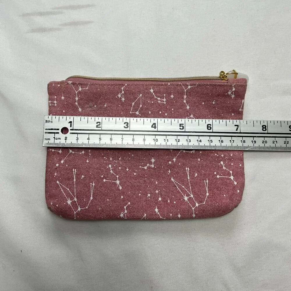 Ipsy Makeup Bag Pink Star Consellations Zipper Pouch Coin Wallet Purse Accessory